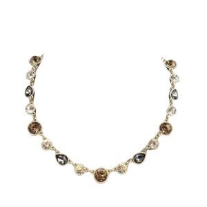 Monet NWT‎ Copper and Clear Jeweled Gold Tone Necklace 19.5"
